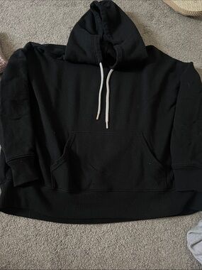 aerie Black Hoodie with White Label and Green Logo